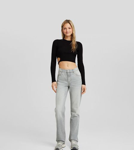 Petite - Jean droit - délavé - Bershka - Modalova