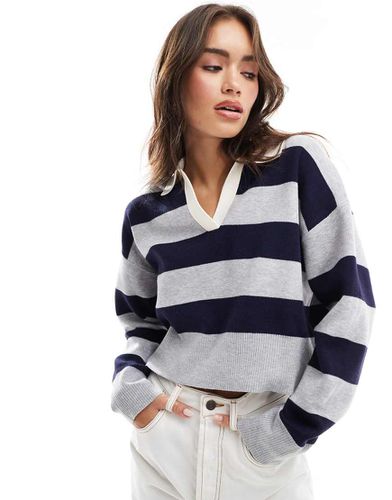 Pull rayé à col polo - Bershka - Modalova