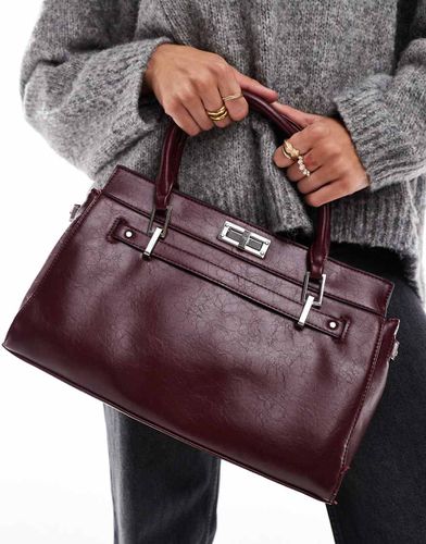 Sac en similicuir - Bordeaux - Bershka - Modalova