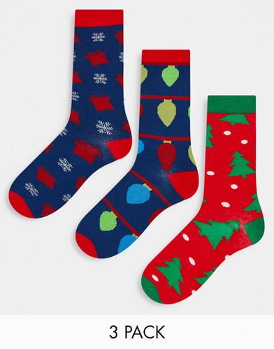 Lot de 3 paires de chaussettes de Noël motif arbre - et vert - Brave Soul - Modalova