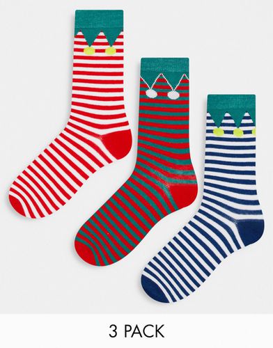 Lot de 3 paires de chaussettes de Noël motif lutin - et vert - Brave Soul - Modalova