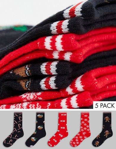 Lot de 5 paires de chaussettes à motifs pudding de Noël - et noir - Brave Soul - Modalova