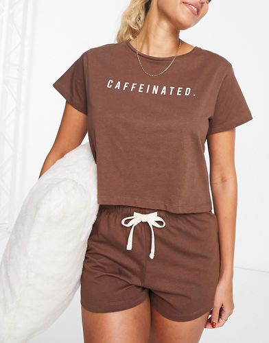 Pyjama avec short et t-shirt à imprimé Caffeinated - Brave Soul - Modalova