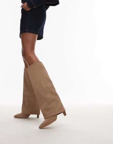 Jad-Ey - Bottes hauteur genou en daim avec rabat - Sable - Bronx - Modalova