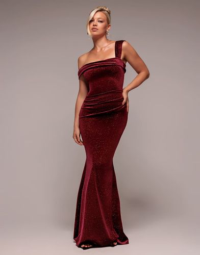Robe longue asymtrique en velours  pois paillets - Bordeaux - Goddiva - Modalova