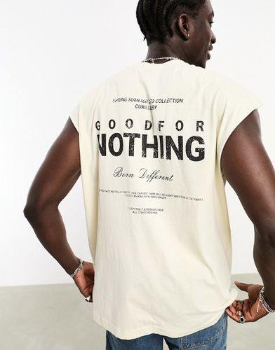 T-shirt oversize sans manches avec grand motif au dos - cassé - Good For Nothing - Modalova