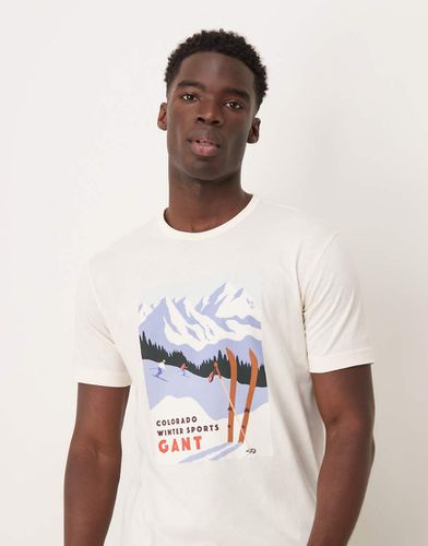 T-shirt à logo avec imprimé ski - Crème - Gant - Modalova