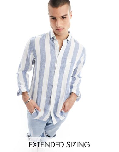 Chemise en lin à logo et larges rayures - et bleu - Gant - Modalova