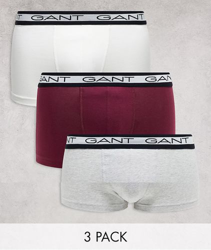 Lot de 3 boxers à taille griffée - Blanc/gris/rouge - Gant - Modalova