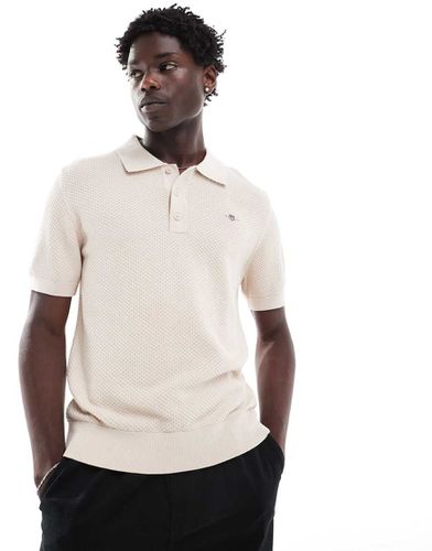 Polo structuré en maille de coton avec logo blason brodé - Beige - Gant - Modalova