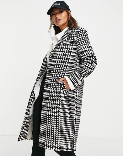 Manteau à double boutonnage et motif carreaux - Noir et blanc - Gianni Feraud - Modalova