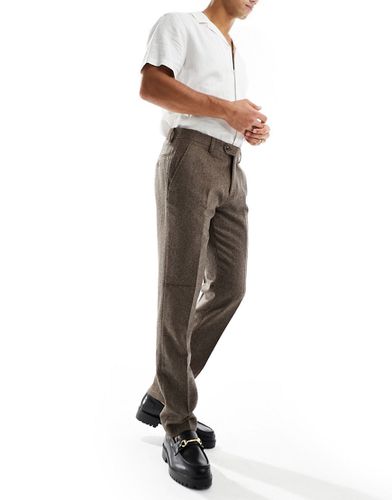 Pantalon de costume slim en tweed - Marron - Gianni Feraud - Modalova