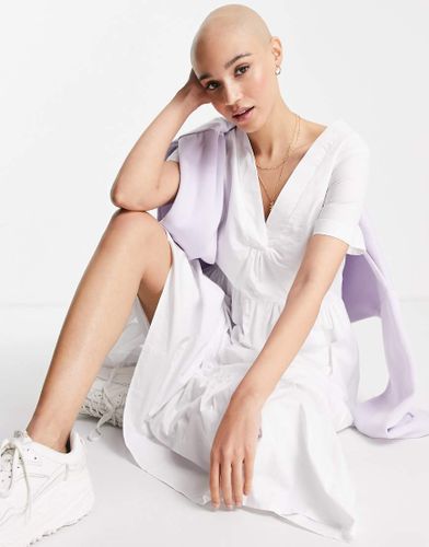 Robe mi-longue à col en V en popeline de coton - Gilli - Modalova