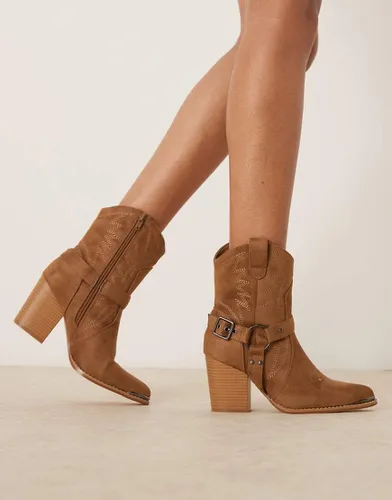 Bottines style western à talon - Taupe micro - Glamorous - Modalova