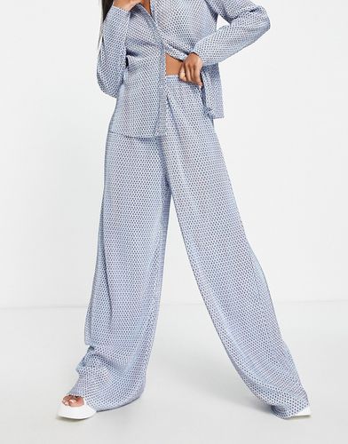 Pantalon large d'ensemble plissé à pois - Bleu - Glamorous - Modalova