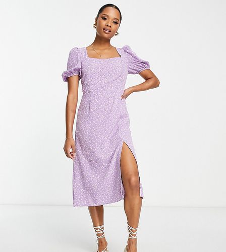 Robe rétro mi-longue tendance folk à fleurs avec liens noués au dos - Lilas - Glamorous Petite - Modalova