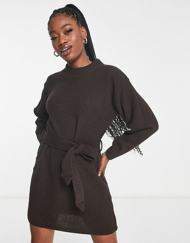 Robe pull nouée à la taille en maille épaisse - Chocolat noir - Glamorous - Modalova