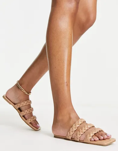 Sandales plates effet tressé - Fauve - Glamorous - Modalova