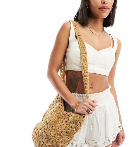 Tote bag souple en maille au crochet - Naturel - Glamorous - Modalova