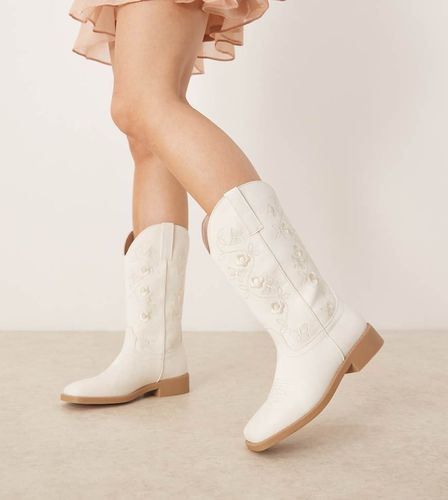 Santiags brodes - Crme - Glamorous Wide Fit - Modalova