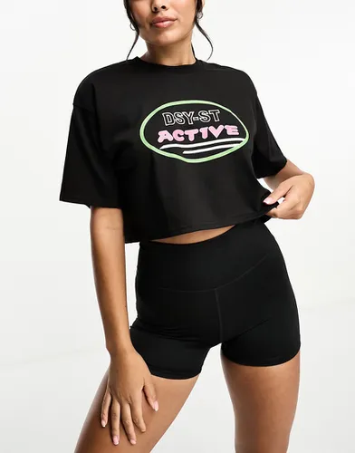 Active Neon - T-shirt crop top coupe carrée à manches courtes - Daisy Street - Modalova