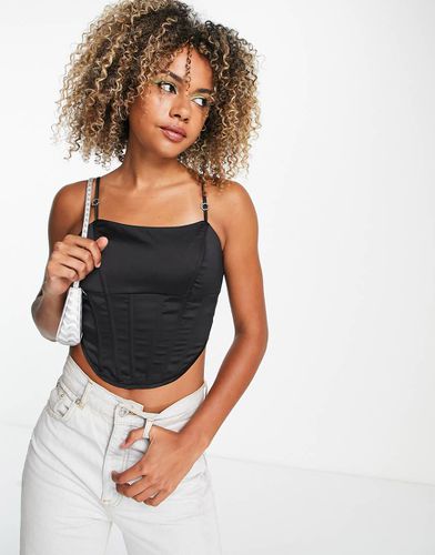 Crop top style corset en satin à fines bretelles avec détail à strass - Daisy Street - Modalova