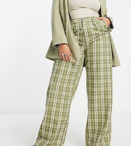 Pantalon large à carreaux vintage - Vert - Daisy Street Plus - Modalova