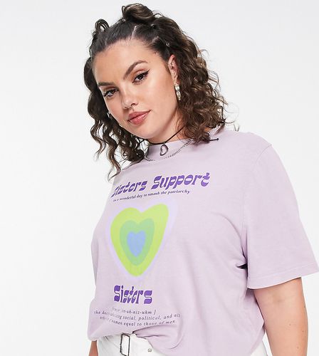 T-shirt décontracté à motif graphique ondulé rétro Sisters - Daisy Street Plus - Modalova