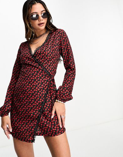 Robe portefeuille courte style années 90 à imprimé rosses style grunge - Daisy Street - Modalova