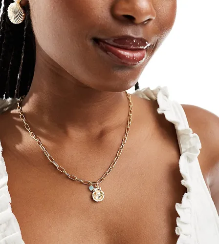Collier avec pendentif coquillage et perle - Designb London - Modalova