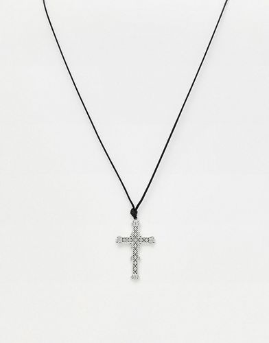 Collier cordon avec pendentif croix - Noir et - Designb London - Modalova
