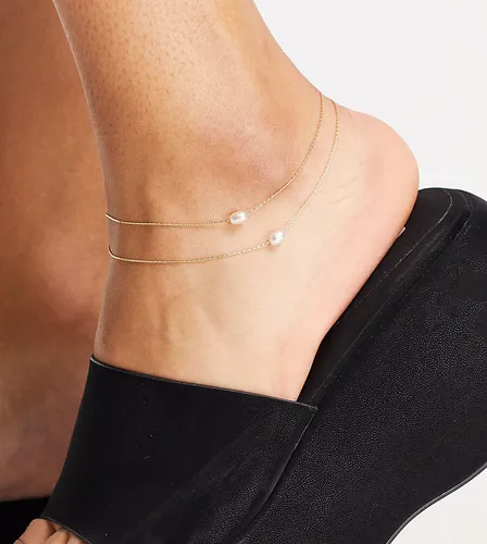 Bracelet de cheville multirangs orné de perles - Designb London Curve - Modalova