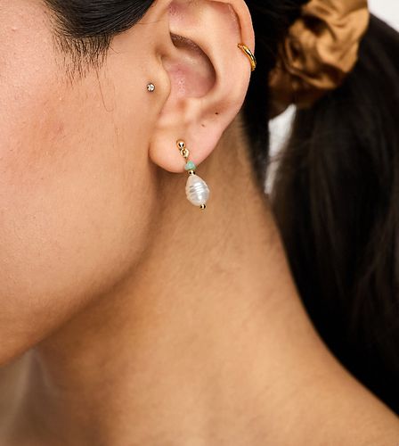 Boucles d'oreilles avec pierre et fausse perle - Bleu multicolore - Designb London - Modalova