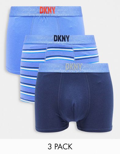 Zion - Lot de 3 boxers à imprimé - et bleu à rayures - Dkny - Modalova