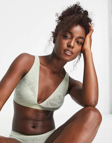 Intimates - Soutien-gorge confortable en dentelle sans armatures - Sauge désertique - Dkny - Modalova