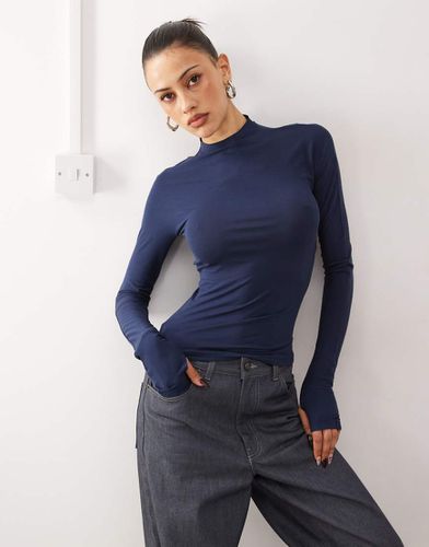 Aria - Top slim en jersey doux et stretch avec découpes pour les pouces aux manches - galaxie - Dr Denim - Modalova