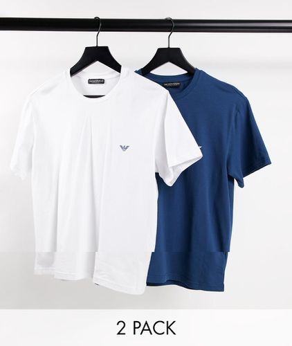 Bodywear - Lot de 2 t-shirts avec logo - Bleu marine/blanc - Emporio Armani - Modalova