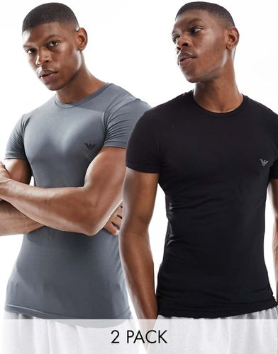 Bodywear - Lot de 2 t-shirts en bambou - Noir et gris - Emporio Armani - Modalova