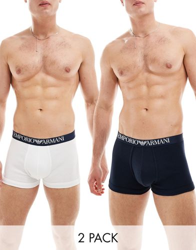 Bodywear - Lot de 2 boxers en coton côtelé - Bleu marine/blanc - Emporio Armani - Modalova
