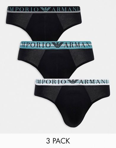 Bodywear - Lot de 3 slips avec taille colorée - Emporio Armani - Modalova