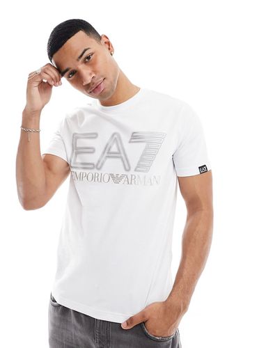 Emporio Armani - T-shirt avec grand logo argenté sur la poitrine - Ea7 - Modalova