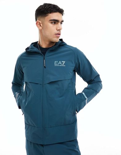 Emporio Armani - Veste coupe-vent d'ensemble à capuche en nylon avec logo - moyen - Ea7 - Modalova