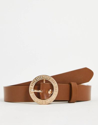Ceinture à boucle ronde avec logo - Fauve - Elle - Modalova