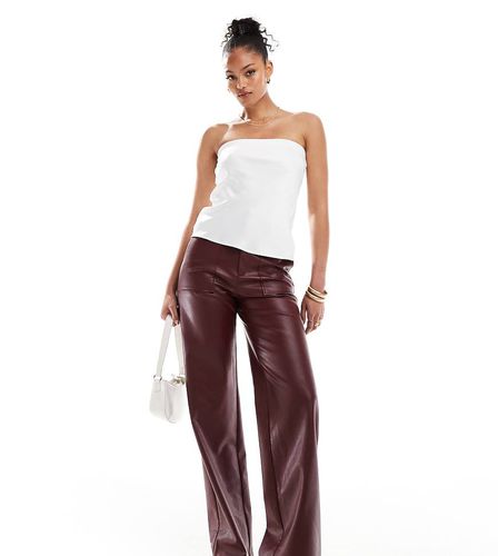 Pantalon en PU à taille haute - Bordeaux - Extro & Vert Tall - Modalova