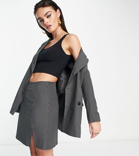 Mini-jupe d'ensemble ultra courte à fines rayures - Ardoise - Extro & Vert - Modalova