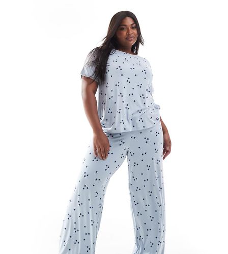 Exclusivité ASOS DESIGN Curve - Pyjama avec t-shirt et pantalon ultra doux à motif étoiles et bordures en dentelle - Asos Curve - Modalova