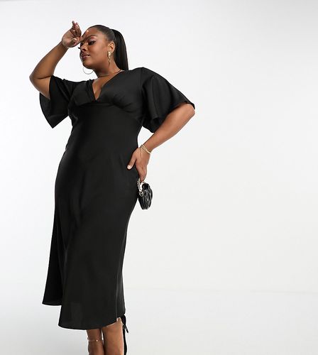 Exclusivité ASOS DESIGN Curve - Robe mi-longue en satin à manches évasées - Asos Curve - Modalova