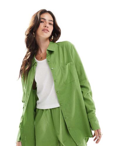 Exclusivité - Chemise de plage oversize texturée à manches longues - Olive - Esmée - Modalova