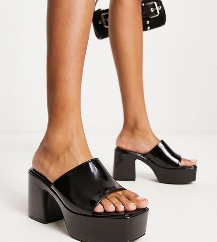 Exclusivité - - Ariel - Mules vernies à semelle plateforme - Noir - Public Desire Wide Fit - Modalova