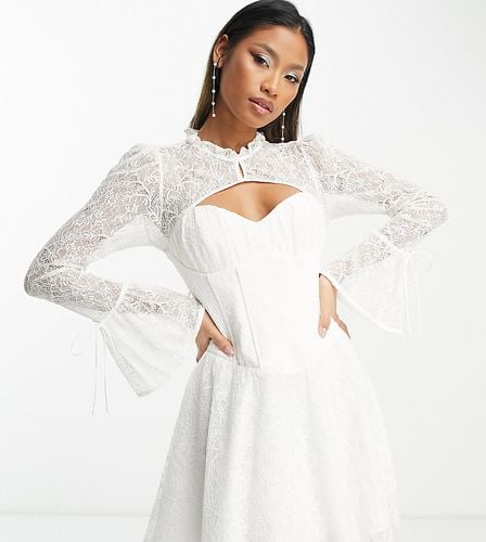Exclusivité - Robe de mariée courte en dentelle avec corset - Ivoire - Forever New - Modalova